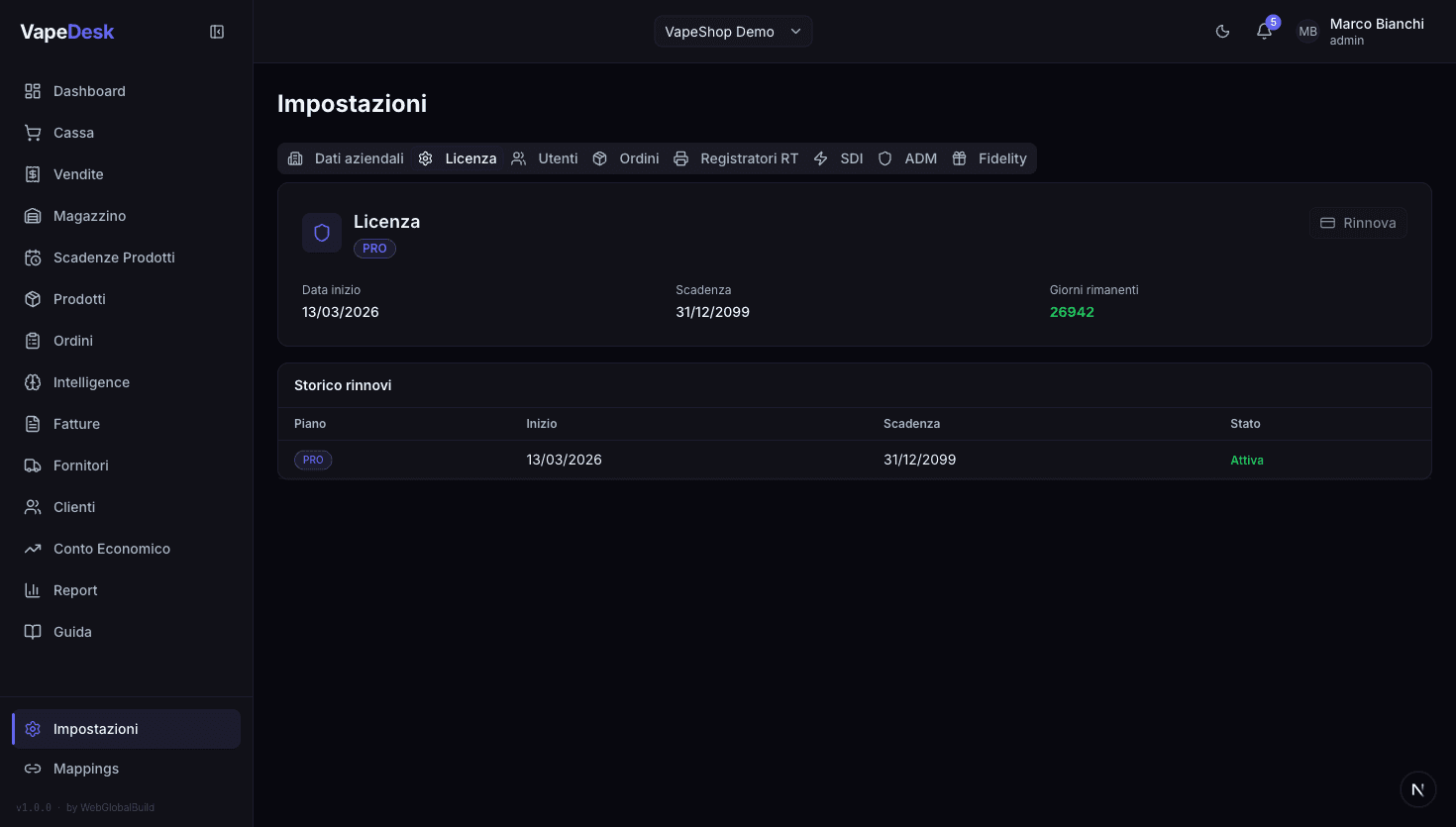 Impostazioni — Dark